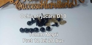 Ochi Negri amigurumi cu dispozitiv de siguranta 10 mm Set 20 bucati D10