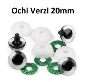 Ochi Verzi Sclipici amigurumi cu dispozitiv de siguranta 20 mm Set 4 bucati D6 Iris detasabil - Img 2