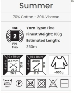 Summer Yarn Art 70%Bumbac 30% Vascoza Pachet 4 Bobine x100 gr /350m 64 lei pachet /16 lei Bobina Cod 42 - Img 3