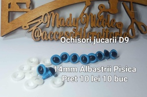 Ochi Pisica Albastri Amigurumi cu dispozitiv de siguranta 14 mm 10 bucati D9