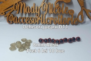 Ochi Rosii Amigurumi cu dispozitiv de siguranta 8 mm Set 10 bucati D11