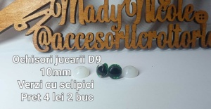 Ochi Verde Sclipici amigurumi cu dispozitiv de siguranta 10 mm Set 4 bucati D9