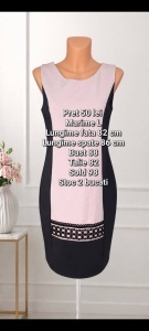 Rochie office ,roz cu negru Marime L