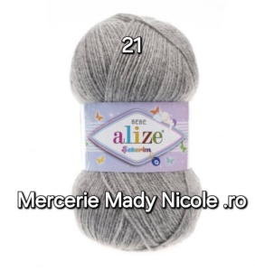Alize Sekerim Bebe Cod 21 Gri Pachet 5 bobine Pret 40 lei - Img 1