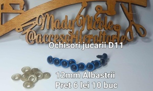 Ochi Albastri amigurumi cu dispozitiv de siguranta 12 mm Set 10 bucati D11