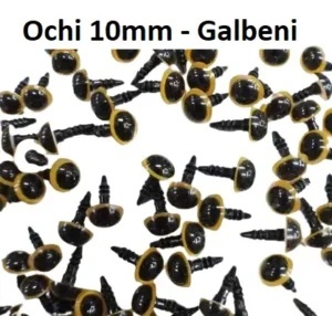 Ochi Galbeni Model 1 Amigurumi cu dispozitiv de siguranta 10 mm Set 10 bucati D9 - Img 2
