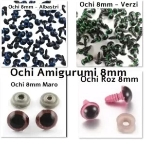 Ochi Verzi Amigurumi cu dispozitiv de siguranta 8 mm Set 10 bucati D11 - Img 3