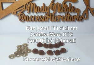 Nas jucarii 11x14 mm Maro Catifea cu dispozitiv de siguranta Set 10 bucati D12