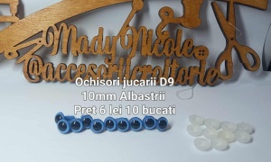 Ochi Albastri amigurumi cu dispozitiv de siguranta 10 mm Set 10 bucati D9