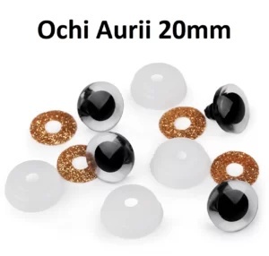Ochi Auriu Sclipici amigurumi cu dispozitiv de siguranta 20 mm Set 4 bucati D6 Iris detasabil - Img 2