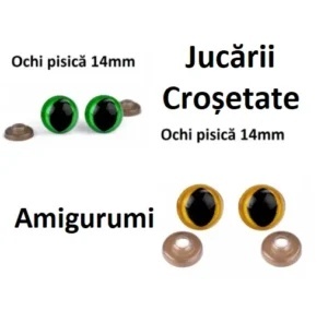 Ochi Pisica Galbeni Amigurumi cu dispozitiv de siguranta 14 mm 10 bucati D8 - Img 2