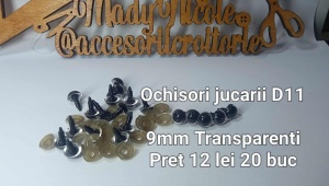 Ochi Transparenti Amigurumi cu dispozitiv de siguranta 9 mm Set 20 bucati D11