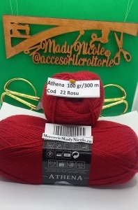 Athena Fir acril Pachet 5 bobine 100gr /300 m Cod 22 Rosu