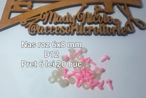 Nas jucarii 6x8 mm Roz cu dispozitiv de siguranta Set 20 bucati D11