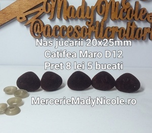 Nas jucarii20x25 mm Maro Catifea cu dispozitiv de siguranta Set 5 bucati D12