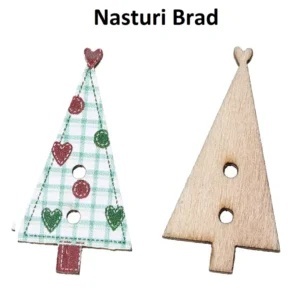 Nasturi Lemn Brad cu cadouri Set 5 bucati C14