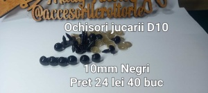 Ochi Negri amigurumi cu dispozitiv de siguranta 10 mm Set 40 bucati D10