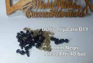 Ochi Negri Amigurumi cu dispozitiv de siguranta 9 mm Set 40 bucati D11