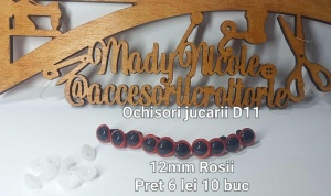 Ochi Rosii amigurumi cu dispozitiv de siguranta 12 mm Set 10 bucati D11