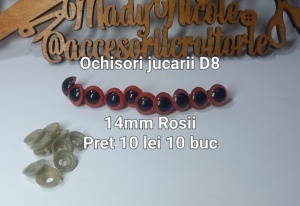 Ochi Rosii amigurumi cu dispozitiv de siguranta 14 mm Set 10 bucati D8