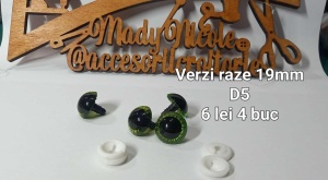 Ochi verzi raze amigurumi cu dispozitiv de siguranta 19 mm Set 4 bucati D5