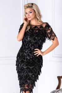 Paiete franjuri pe tulle rigid Negre - Img 2