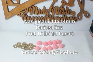 Nas jucarii 11x14 mm Roz Catifea cu dispozitiv de siguranta Set 10 bucati D12