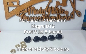 Nas jucarii 20x26 mm Negru cu dispozitiv de siguranta Set 5 bucati D12