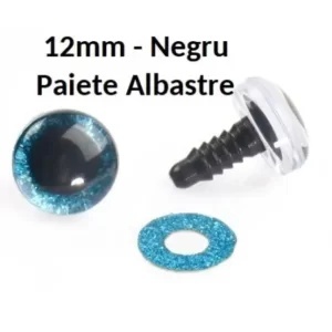Ochi Albastru Sclipici amigurumi cu dispozitiv de siguranta 12 mm Set 4 bucati D9 Iris detasabil - Img 3