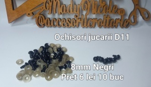Ochi Negri Amigurumi cu dispozitiv de siguranta 8 mm Set 10 bucati D11