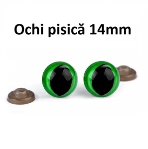 Ochi Pisica Verzi Amigurumi cu dispozitiv de siguranta 14 mm 10 bucati D8 - Img 3