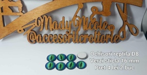 Ochi Reptila Verzi Sticla Amigurumi 16 mm Set 2 bucati D8