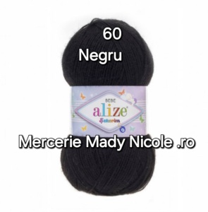 Alize Sekerim Bebe Cod 60 Negru Pachet 5 bobine Pret 40 lei - Img 1