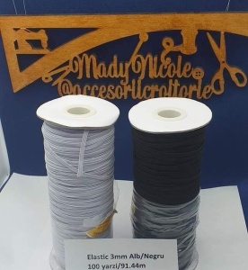 Elastic ingust 3 mm Alb 100 yarzi/91,44 m