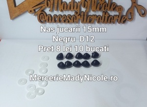 Nas jucarii 15 mm Negru cu dispozitiv de siguranta Set 10 bucati D12