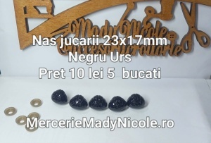 Nas jucarii 23x17 mm Negru urs cu dispozitiv de siguranta Set 5 bucati D12