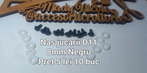 Nas jucarii 8 mm Negru cu dispozitiv de siguranta Set 10 bucati D11