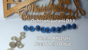 Ochi Albastrii Amigurumi cu dispozitiv de siguranta 16 mm Set 10 bucati D11