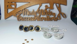Ochi Auriu Sclipici amigurumi cu dispozitiv de siguranta 20 mm Set 4 bucati D6 Iris detasabil