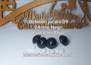 Ochi Negri Amigurumi cu dispozitiv de siguranta 24 mm Set 4 bucati D9