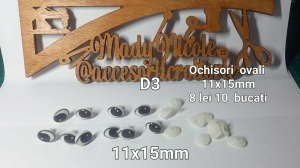 Ochi ovali amigurumi cu dispozitiv de siguranta 11x15 mm Set 10 bucati D4 Model 2