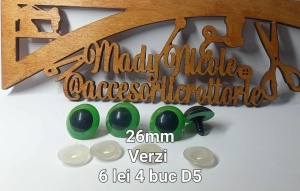 Ochi Verde Amigurumi cu dispozitiv de siguranta 26 mm Set 4 bucati D5