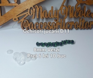 Ochi Verzi Amigurumi cu dispozitiv de siguranta 8 mm Set 10 bucati D11