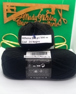 Athena Fir acril Pachet 5 bobine 100gr /300 m Cod 24 Negru