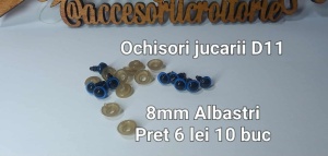Ochi Albastrii Amigurumi cu dispozitiv de siguranta 8 mm Set 10 bucati D11