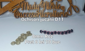 Ochi Roz Amigurumi cu dispozitiv de siguranta 8 mm Set 10 bucati D11