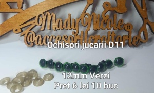 Ochi Verzi amigurumi cu dispozitiv de siguranta 12 mm Set 10 bucati D11
