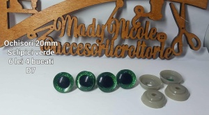 Ochi Verzi Sclipici amigurumi cu dispozitiv de siguranta 20 mm Set 4 bucati D6 Iris detasabil