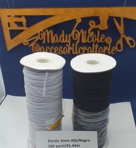 Elastic ingust 3 mm Negru 100 yarzi/91,44 m