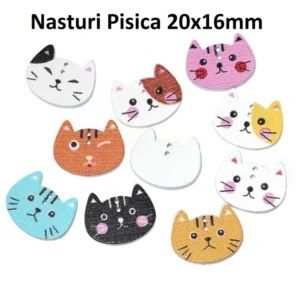 Nasturi Lemn Pisica Cap Set 10 bucati C11